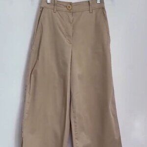 COS wide leg trousers in beige Size 2 12.5 waist laid flat